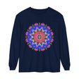 Vibrant and colorful long sleeve t-shirt with mandala pattern