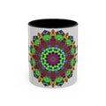 Beautiful and intricate mandala art mug with vibrant floral pattern