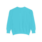 Teal and blue mandala sweatshirt with intricate and detailed design pattern