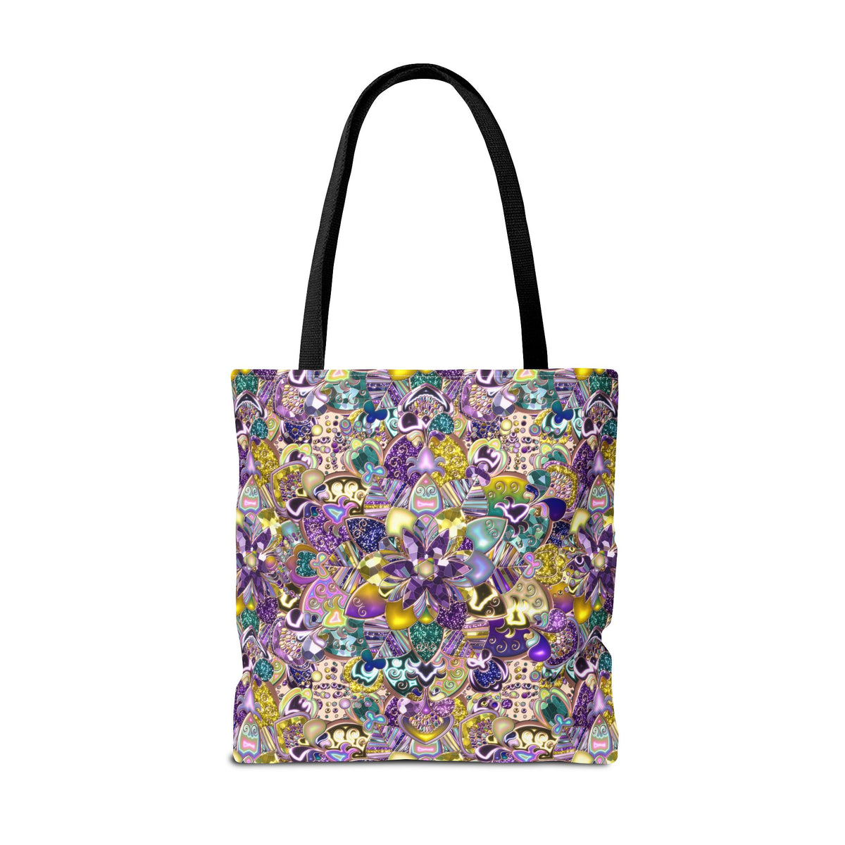 Colorful Purple Floral Pattern Tote Bag