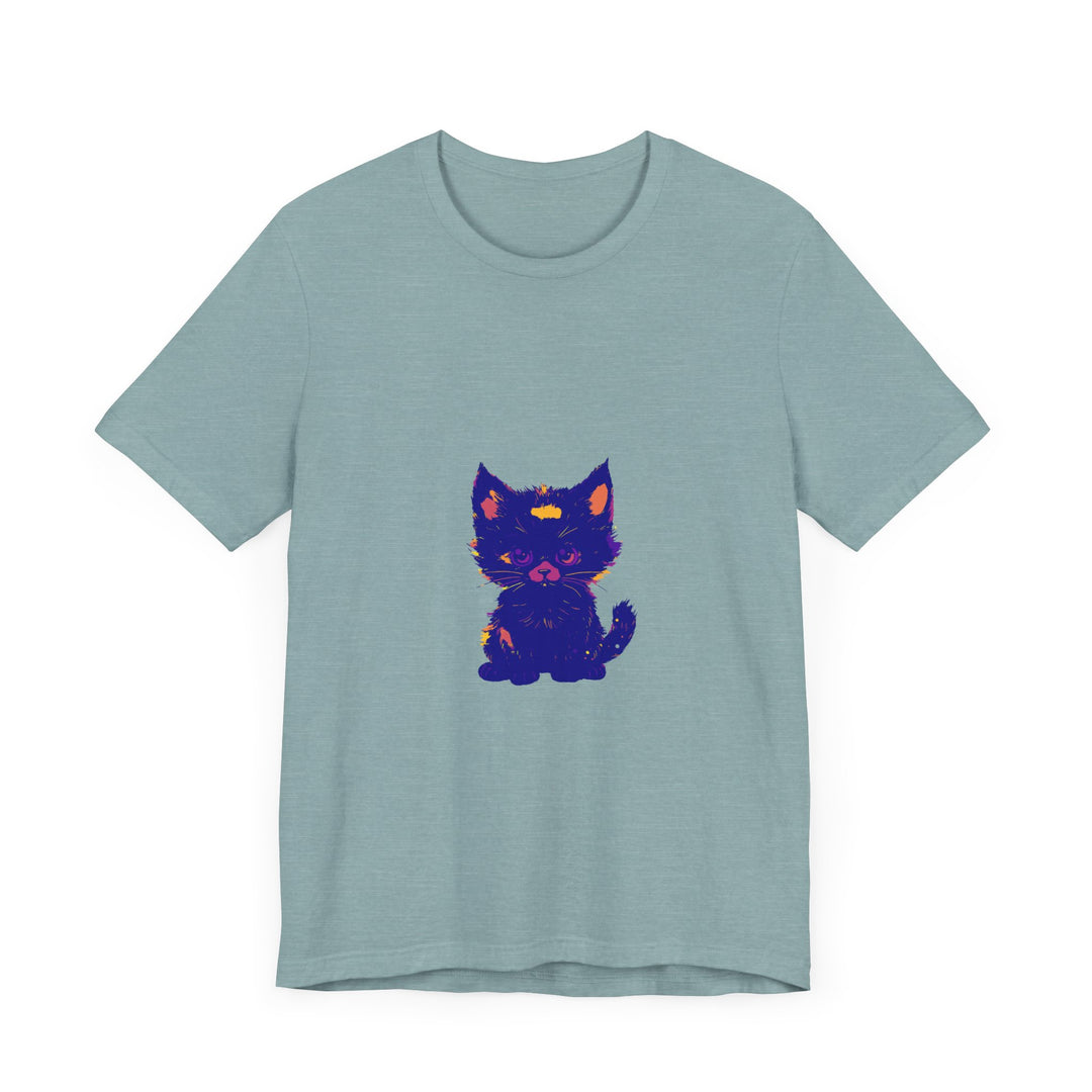 Black Cat Mystery Blue Cat T-Shirt in a comfortable and casual fit