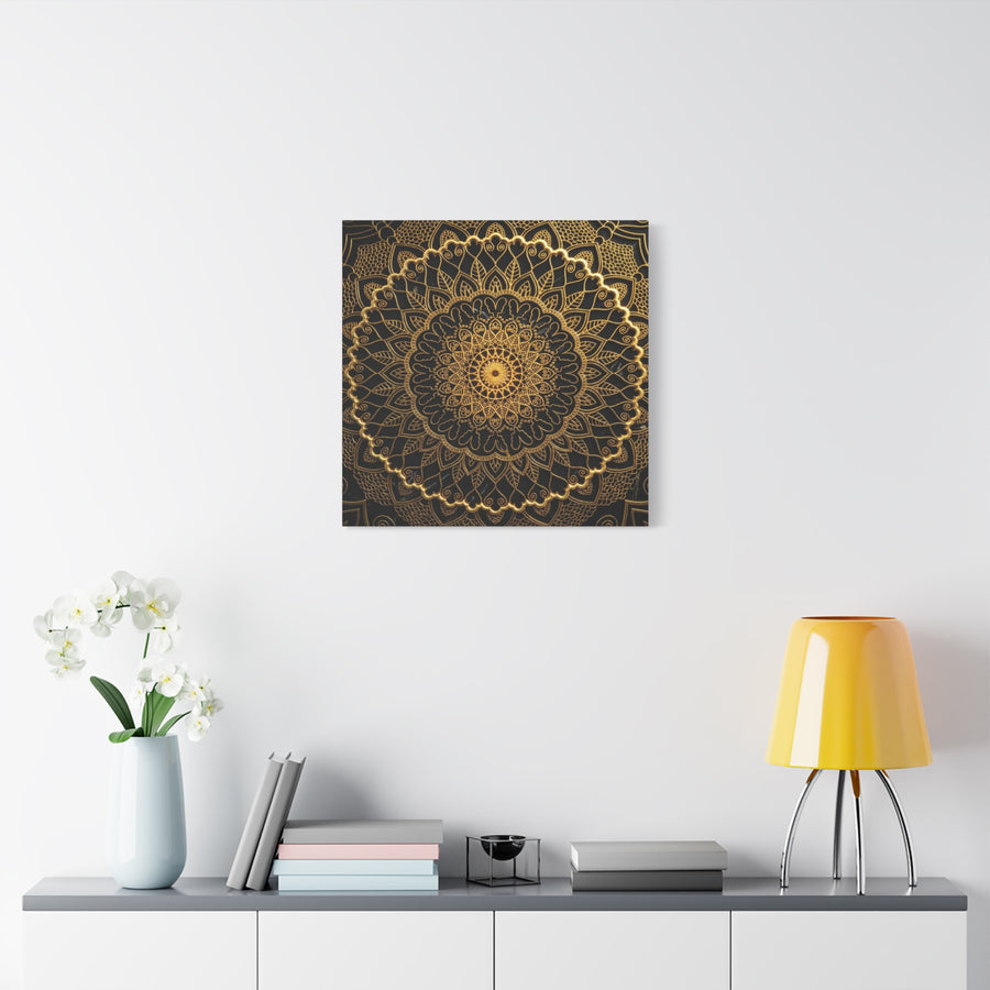 Celestial Geometry on Marble – Stretched Matte Canvas