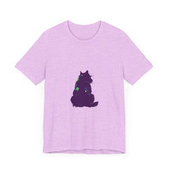 Black Cat Mystery - Colorful Silhouette T-Shirt, a vibrant and eye-catching graphic tee featuring the silhouette of a mysterious black cat against a colorful background
