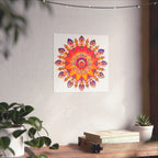 Vibrant Floral Mandala Fine Art Poster — Boho Wall Decor for Living Room & Meditation