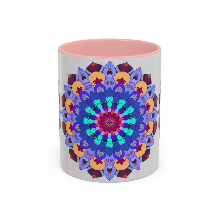 Colorful and symmetrical mandala art design on a high-quality ceramic mug