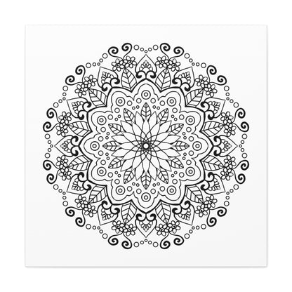 Handmade black and white mandala art on matte canvas, stretched, 125 thick wall art