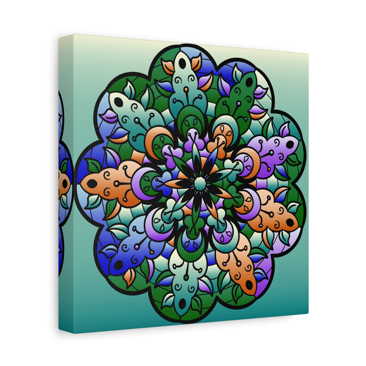 Floral Mandala Matte Canvas Print — Colorful Stretched Wall Art