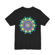 Colorful Vibrant Mandala Tee with intricate spiritual design symbolizing peace and harmony