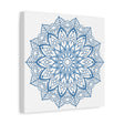 Beautiful handmade steel blue canvas with intricate mandala art design