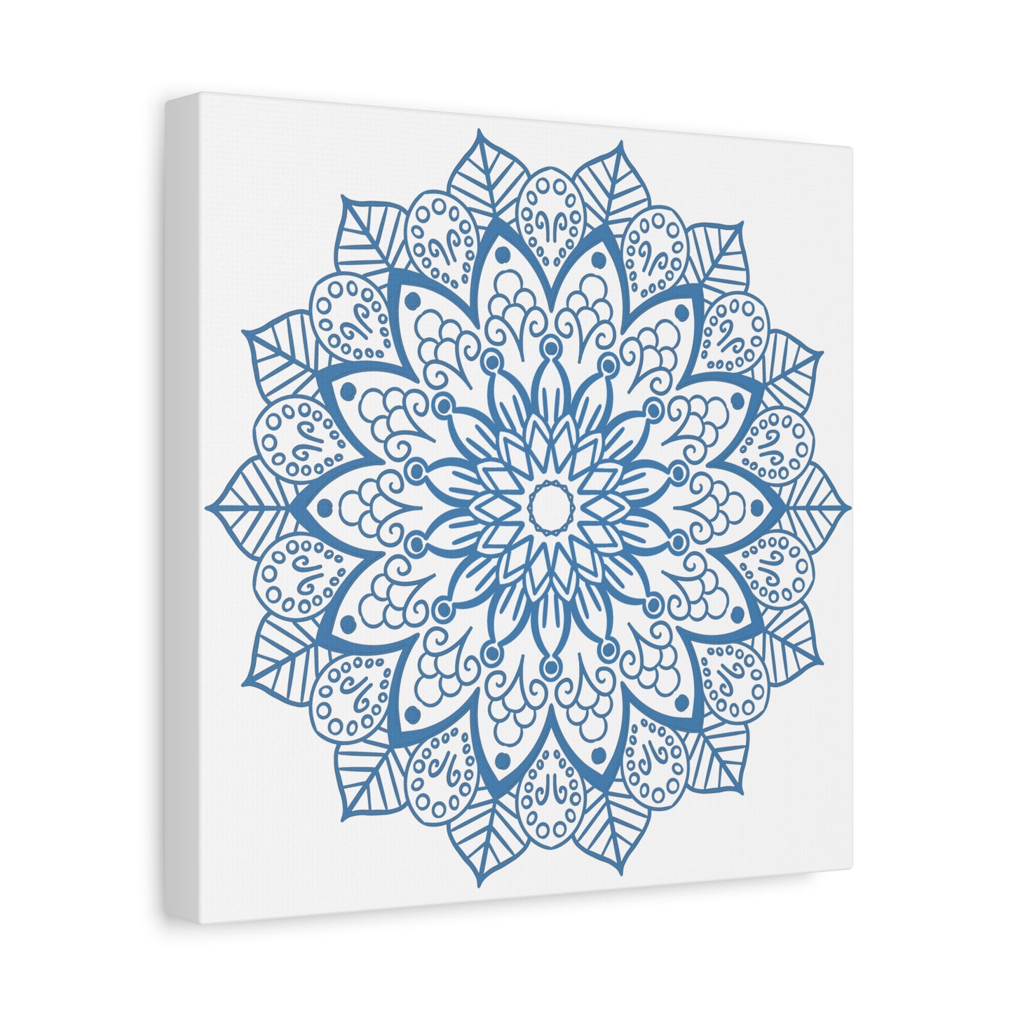 Beautiful handmade steel blue canvas with intricate mandala art design