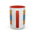 Vibrant and intricate mandala art mug featuring a colorful floral design