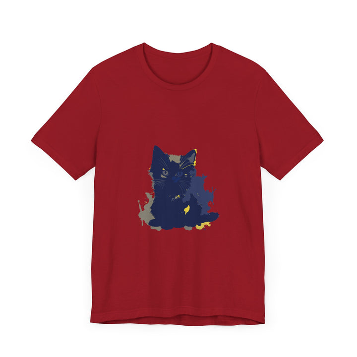 Midnight Blue Cat Mystery T-Shirt: A stylish and unique graphic tee featuring a mysterious feline design on a rich blue background