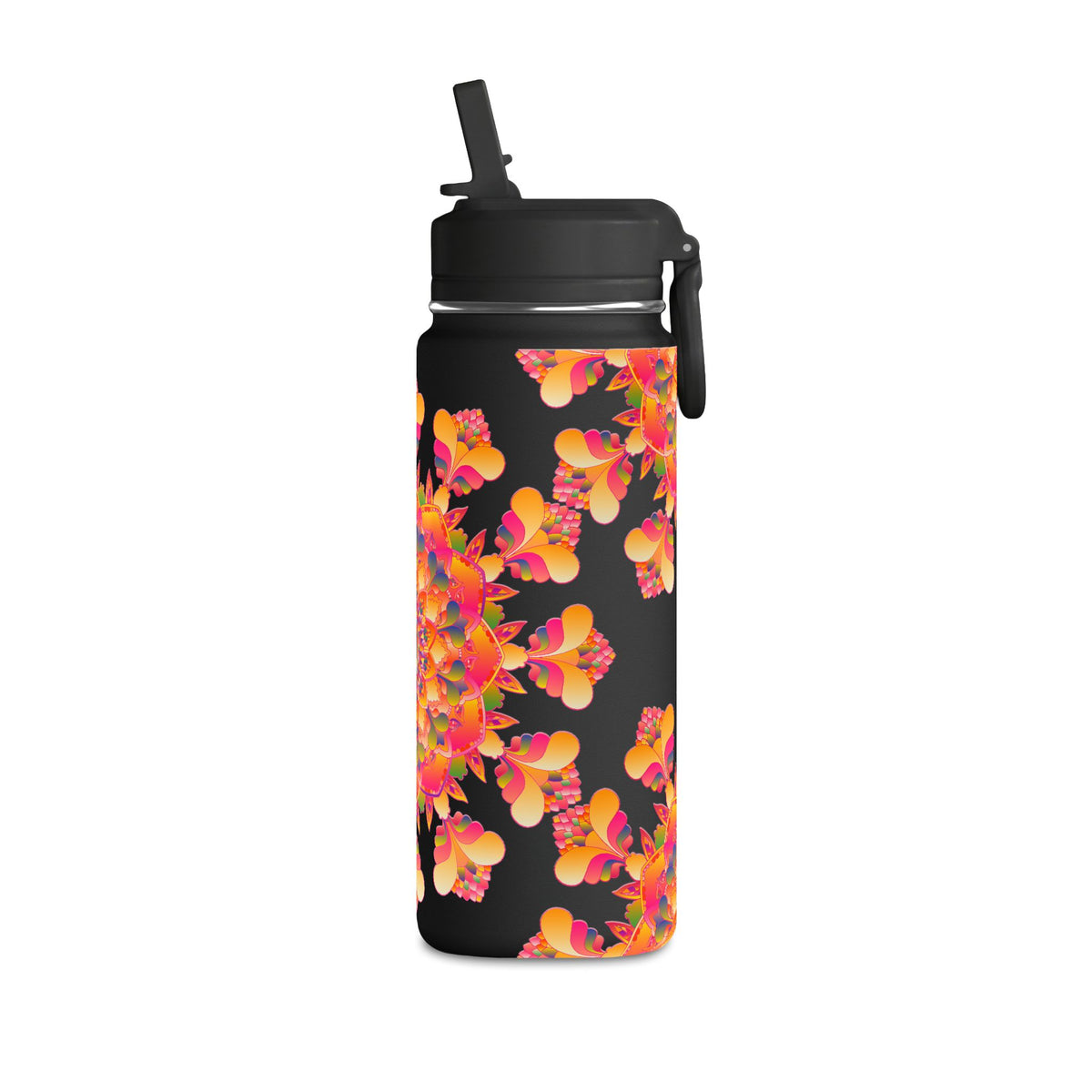 20oz Floral Mandala Mini Water Bottle – Colorful Boho Hydration Bottle