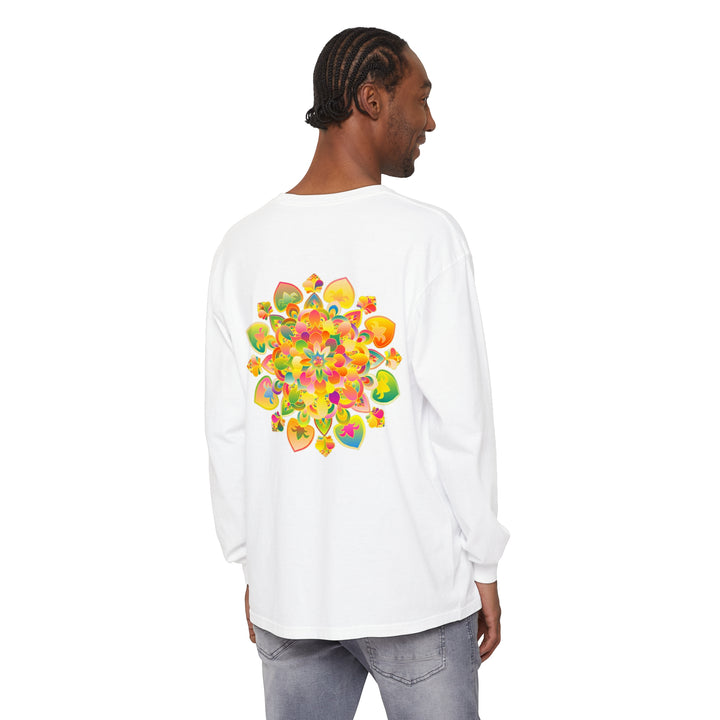 Colorful and intricate psychedelic mandala long sleeve t-shirt with vibrant design