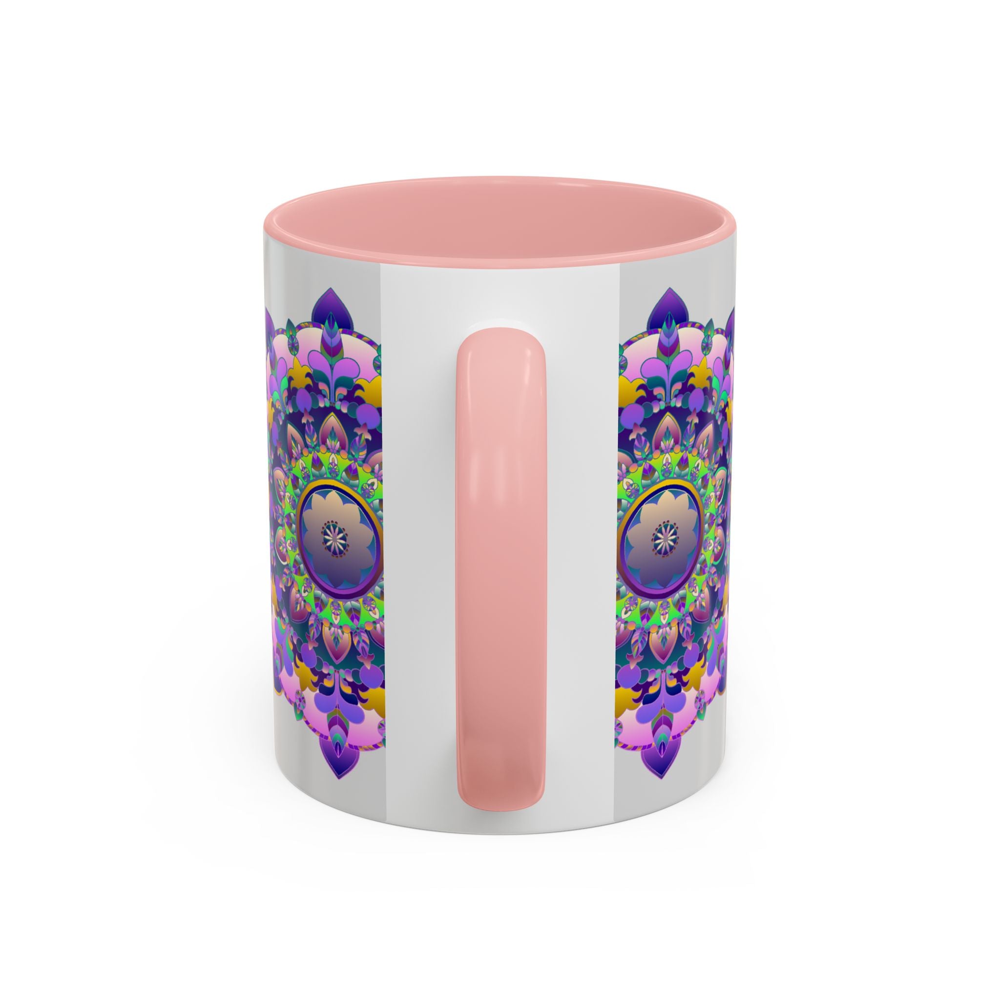 A vibrant and intricately designed Mandala Art Mug with colorful floral patterns