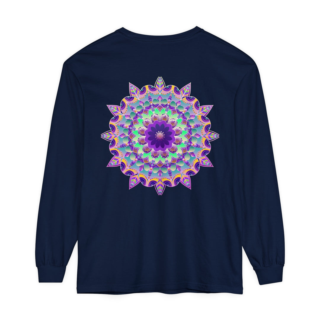 Colorful and intricate Psychedelic Mandala design long sleeve t-shirt for men and women