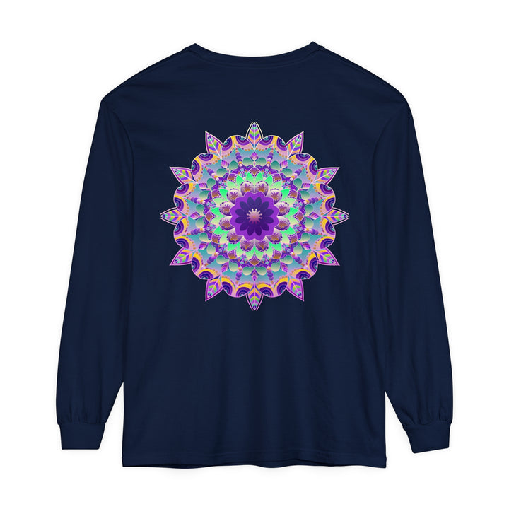 Colorful and intricate Psychedelic Mandala design long sleeve t-shirt for men and women