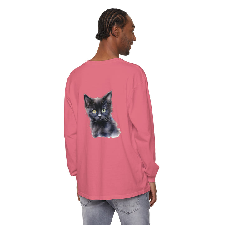 A unisex long sleeve t-shirt featuring a mystical kitten design