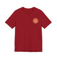 A vibrant mandala tee featuring intricate designs and symbols representing spiritual peace and harmony for a stylish and meaningful fashion statement