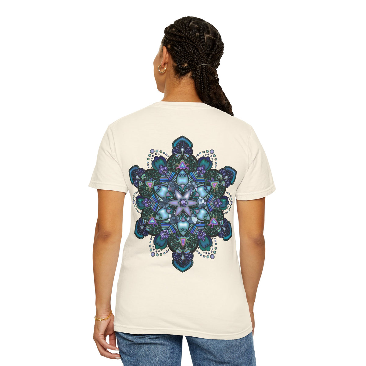 Mandala T-Shirt – Blue Purple Boho Geometric Floral Design