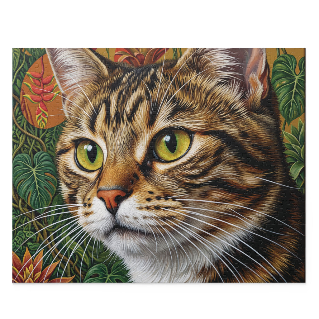 Tabby Cat Jigsaw Puzzle — Green-Eyed Cat (500 pcs)