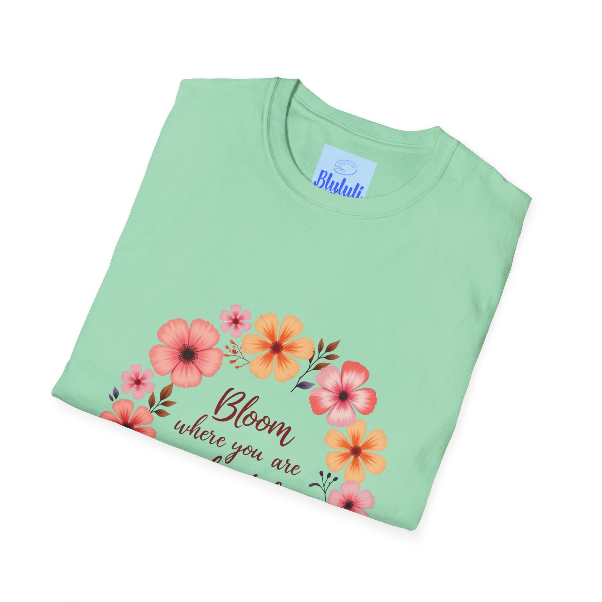 Beautiful black t-shirt with colorful floral mandala and inspiring quote design