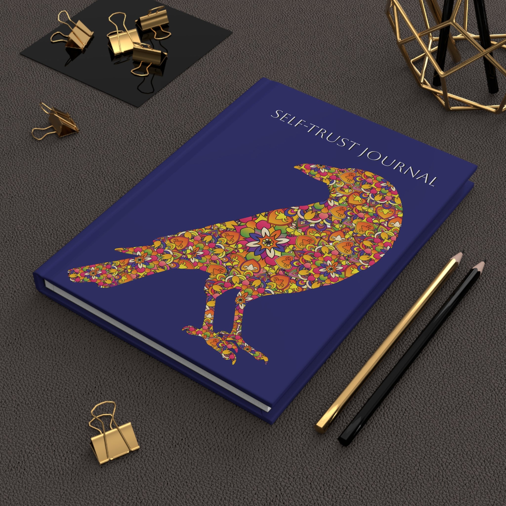 Self-Trust Crow Journal — Floral Raven Hardcover Journal