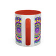 Beautiful purple and yellow mandala art mug with intricate design