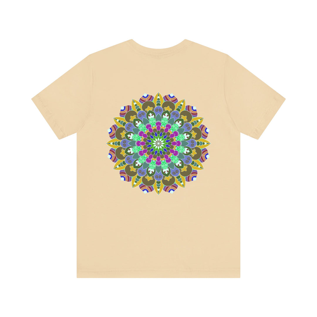 Beautiful vibrant mandala tee featuring intricate patterns for spiritual peace and harmony, perfect for yoga and meditation