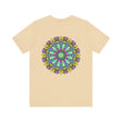 Beautiful vibrant mandala tee featuring intricate patterns for spiritual peace and harmony, perfect for yoga and meditation