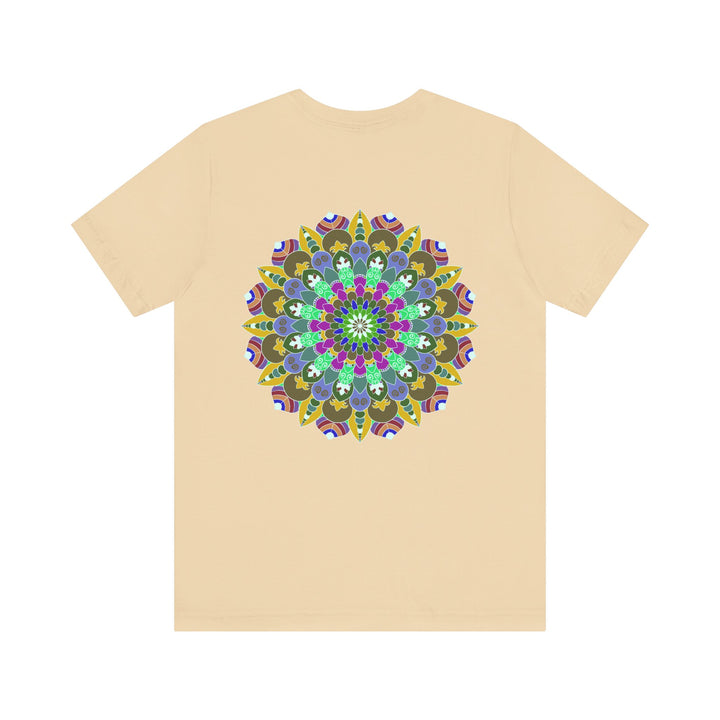 Beautiful vibrant mandala tee featuring intricate patterns for spiritual peace and harmony, perfect for yoga and meditation