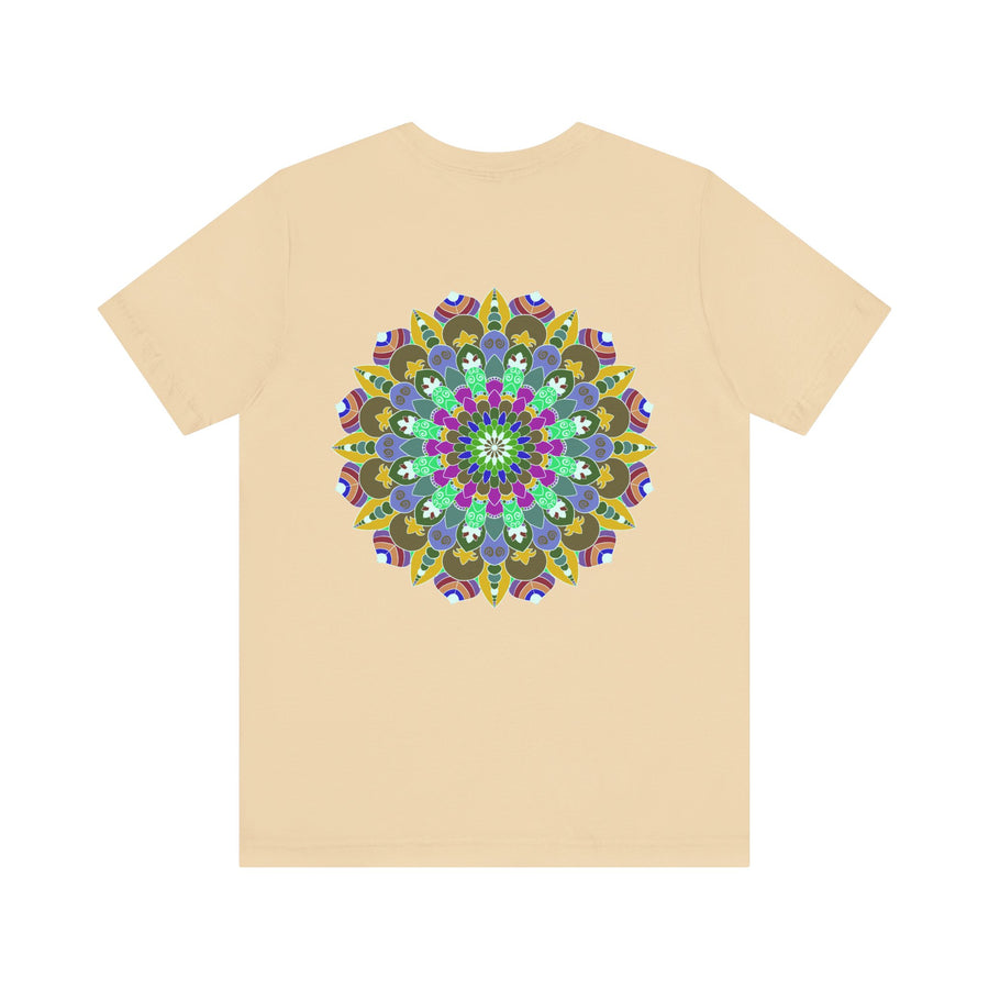 Beautiful vibrant mandala tee featuring intricate patterns for spiritual peace and harmony, perfect for yoga and meditation