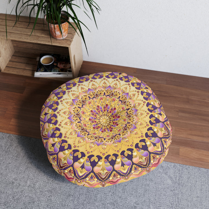 Radiant Mandala Tufted Floor Pillow by Blululi