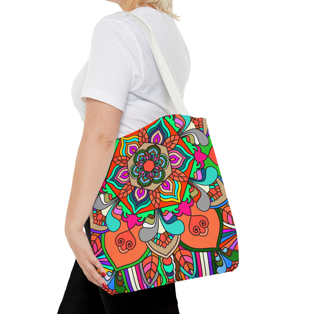 Colorful Mandala Tote Bag — Vibrant Boho All-Over Print Beach & Market Tote