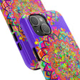 Hand drawn purple Mandala Art phone case with intricate floral design