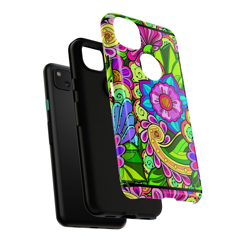 Floral Fantasy iPhone and Google Pixel Case in Bright Green Palette