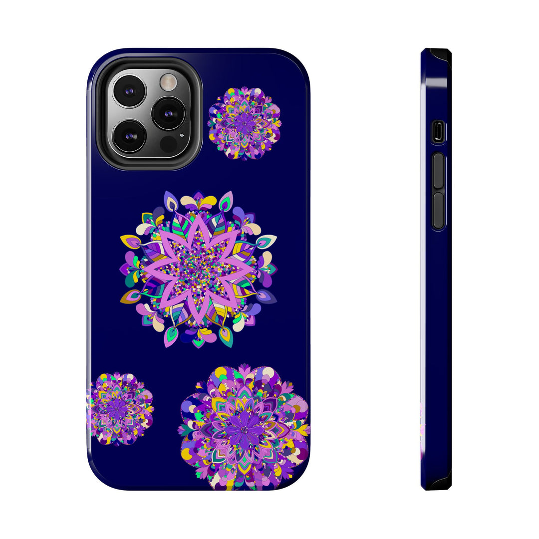 Hand drawn mandala art purple shades phone case, durable and shock absorbent, protects your phone with stylish design and reliable protection