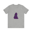 A vibrant and eye-catching black cat silhouette t-shirt, featuring a mysterious and colorful design