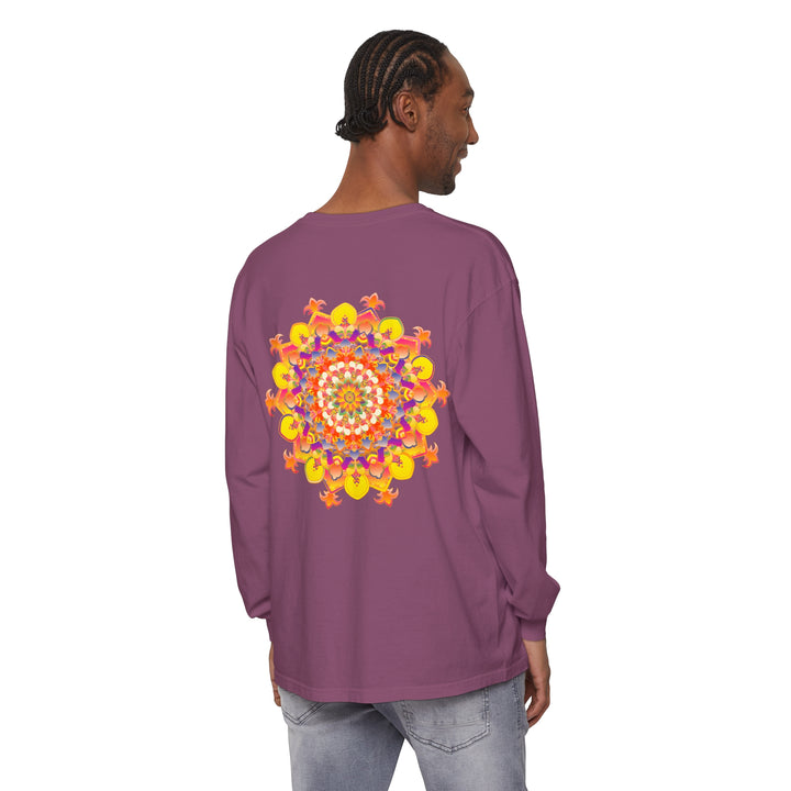 Colorful and intricate mandala design long sleeve t-shirt for men and women