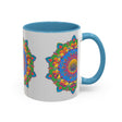 Stunning mandala flower pattern on grey background mug