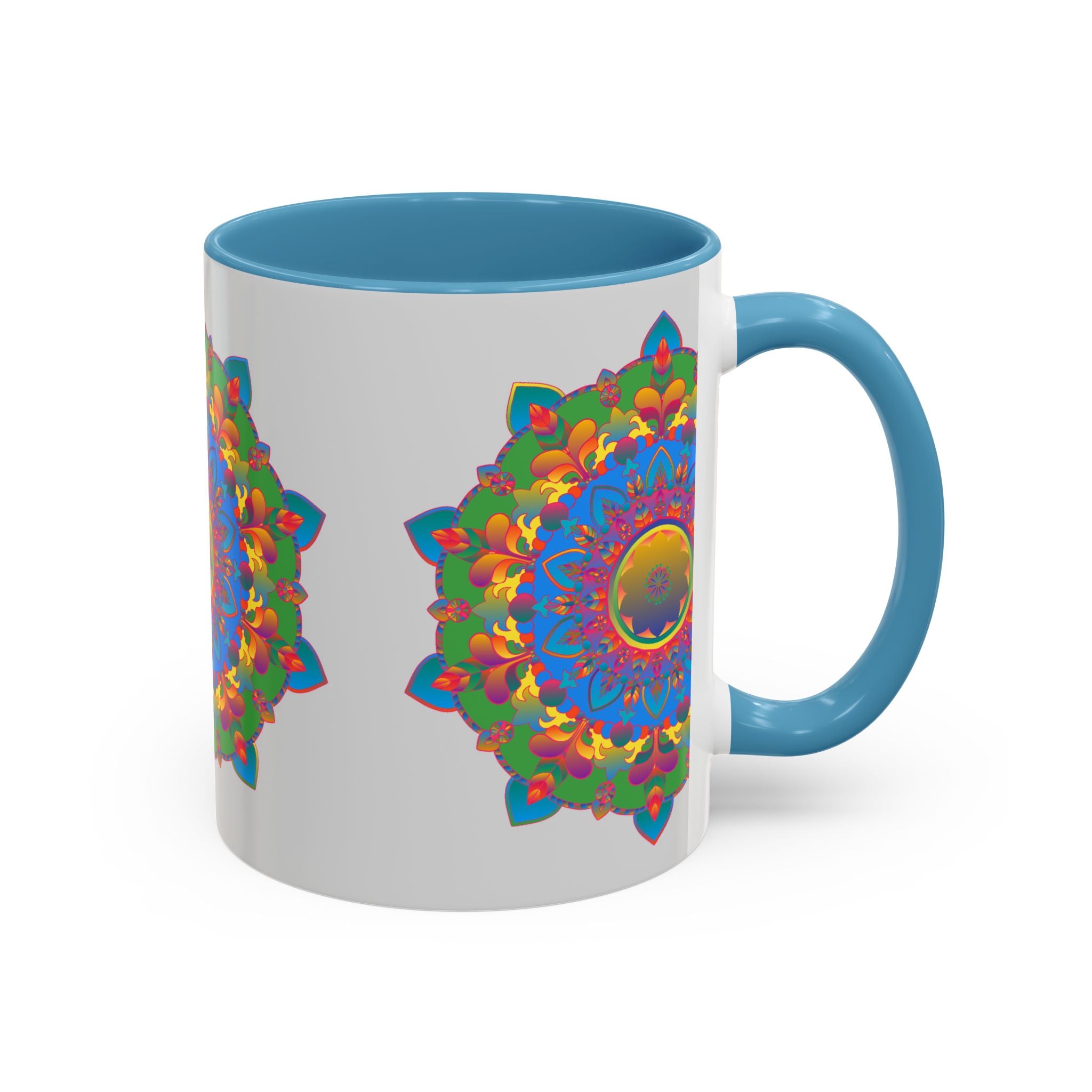 Stunning mandala flower pattern on grey background mug