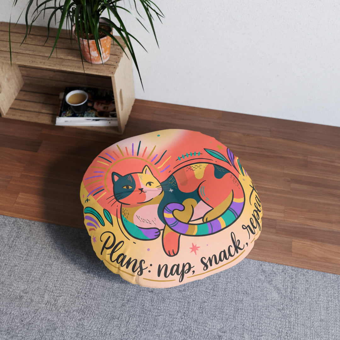 Cozy Cat Nap Floor Pillow - Boho Cat Cushion