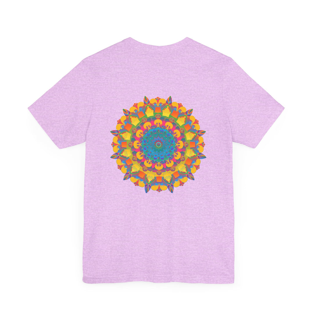 Vibrant Mandala T-Shirt featuring a stunning design of vibrant colors, promoting peace and harmony through its intricate patterns and bold imagery, perfect for adding a touch of positivity to your wardrobe