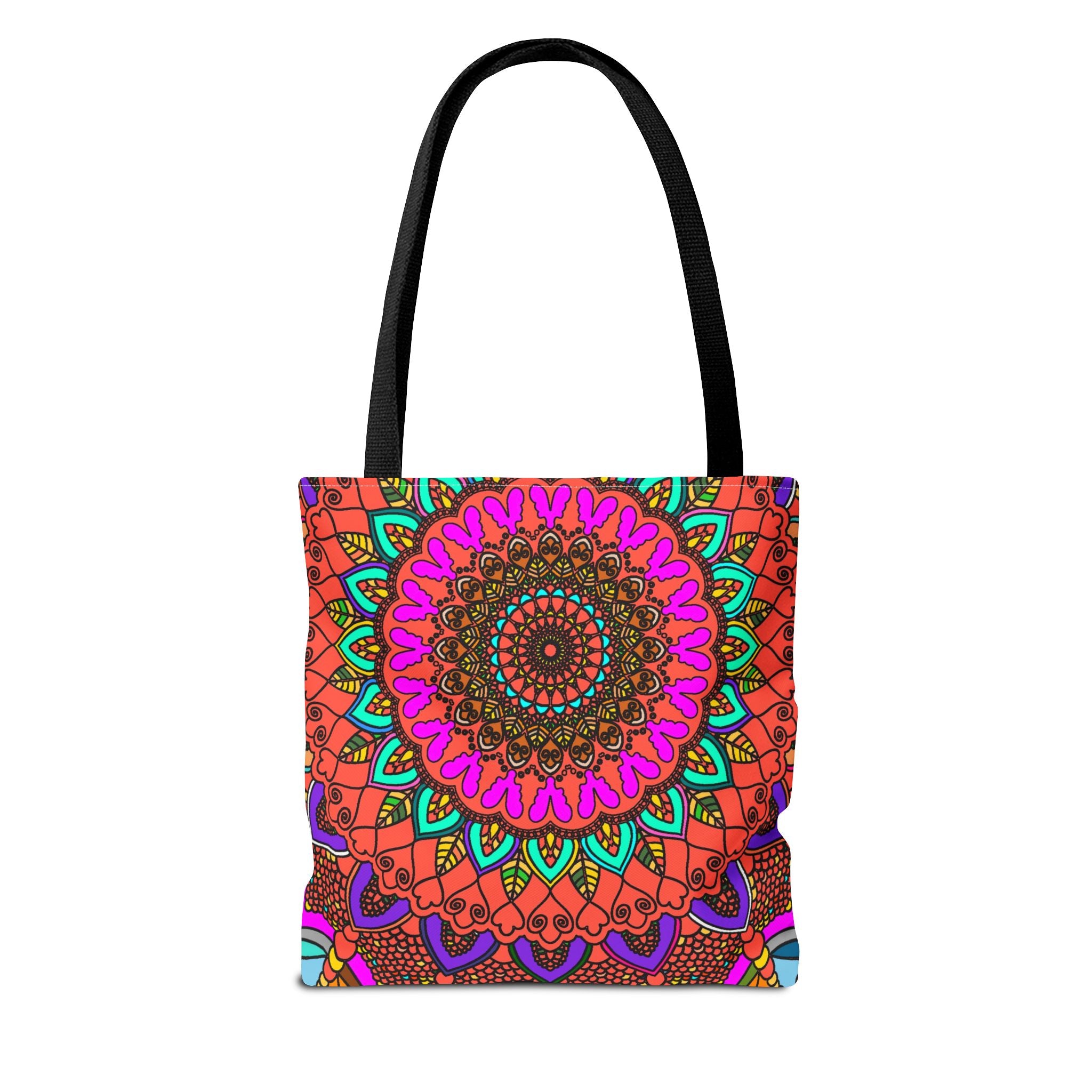 Borsa tote con mandala colorati – Stampa all-over in stile boho psichedelico