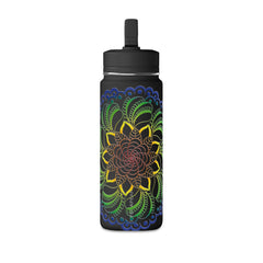 20oz Floral Mandala Water Bottle — Rainbow Lotus Reusable Straw Bottle
