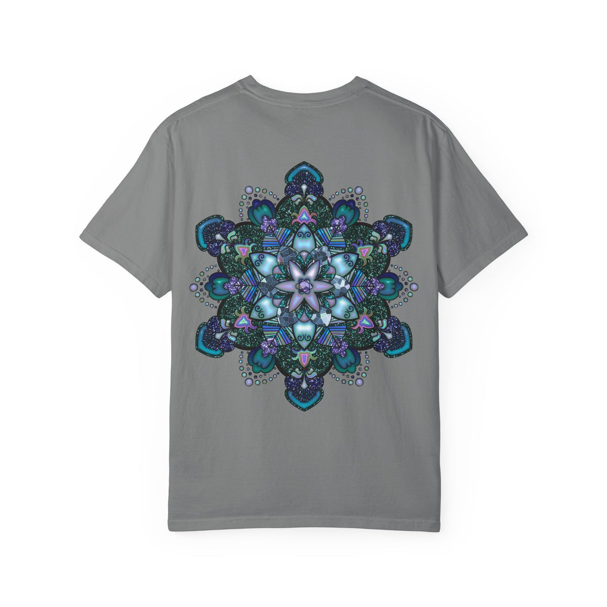 Mandala T-Shirt – Blue Purple Boho Geometric Floral Design