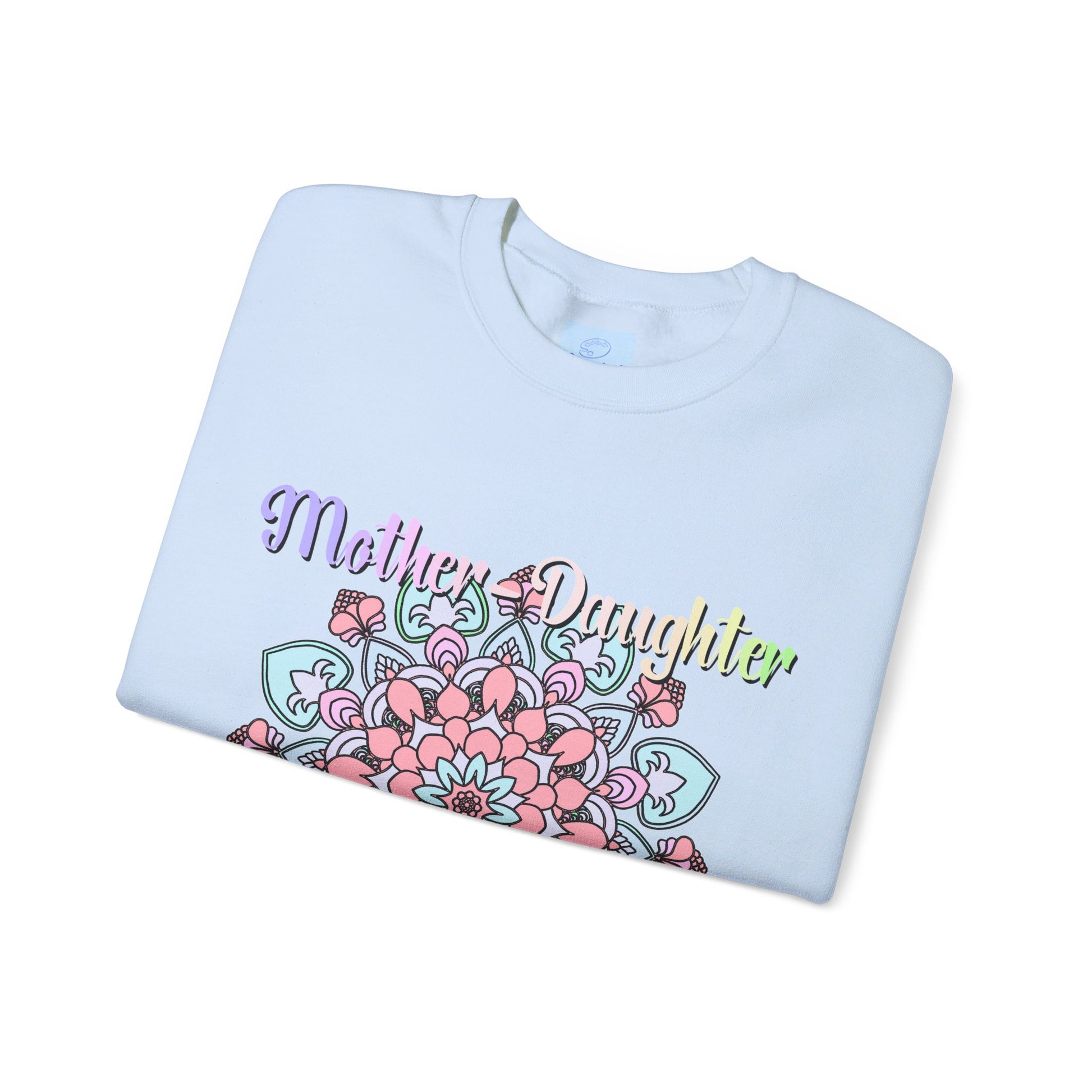 Cozy unisex crewneck sweatshirt featuring a heartwarming design symbolizing the special bond between mother and daughter, perfect birthday gift for mom