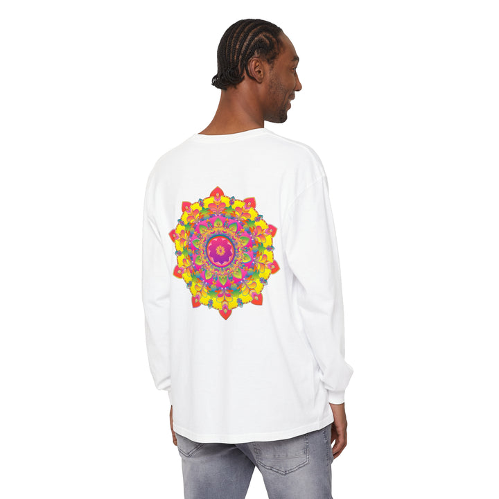 Colorful and intricate mandala design long sleeve t-shirt for a vibrant look