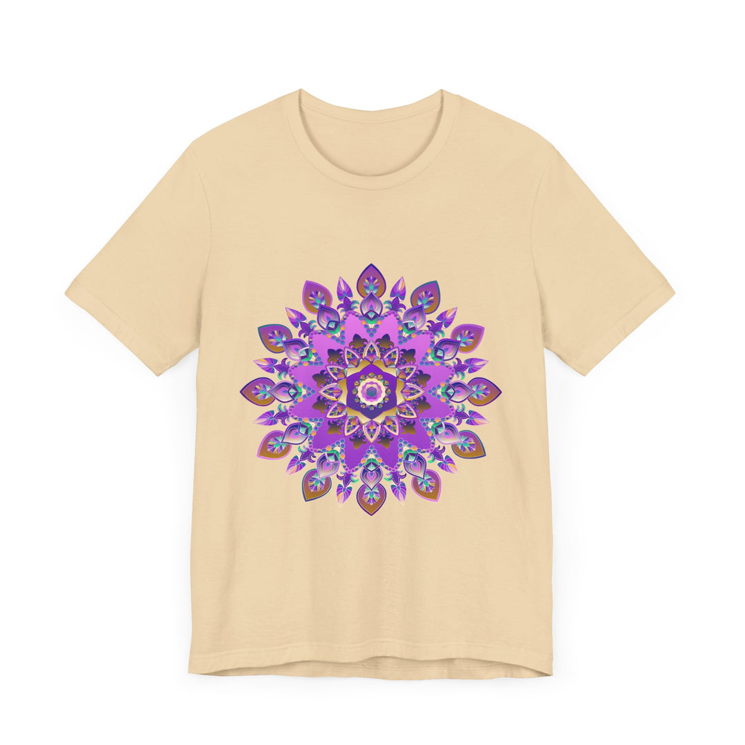 Beautiful purple and gold mandala tee featuring intricate spiritual art design