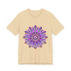 Beautiful purple and gold mandala tee featuring intricate spiritual art design